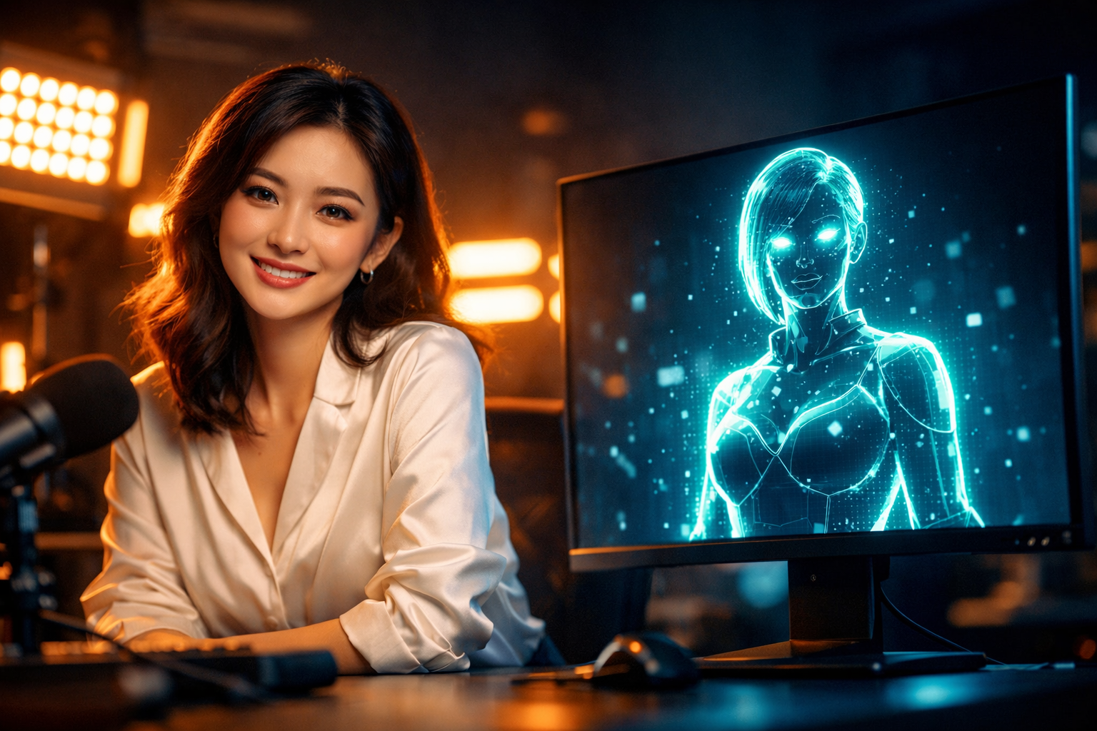 开篇视觉：深夜直播间，真人 vs AI