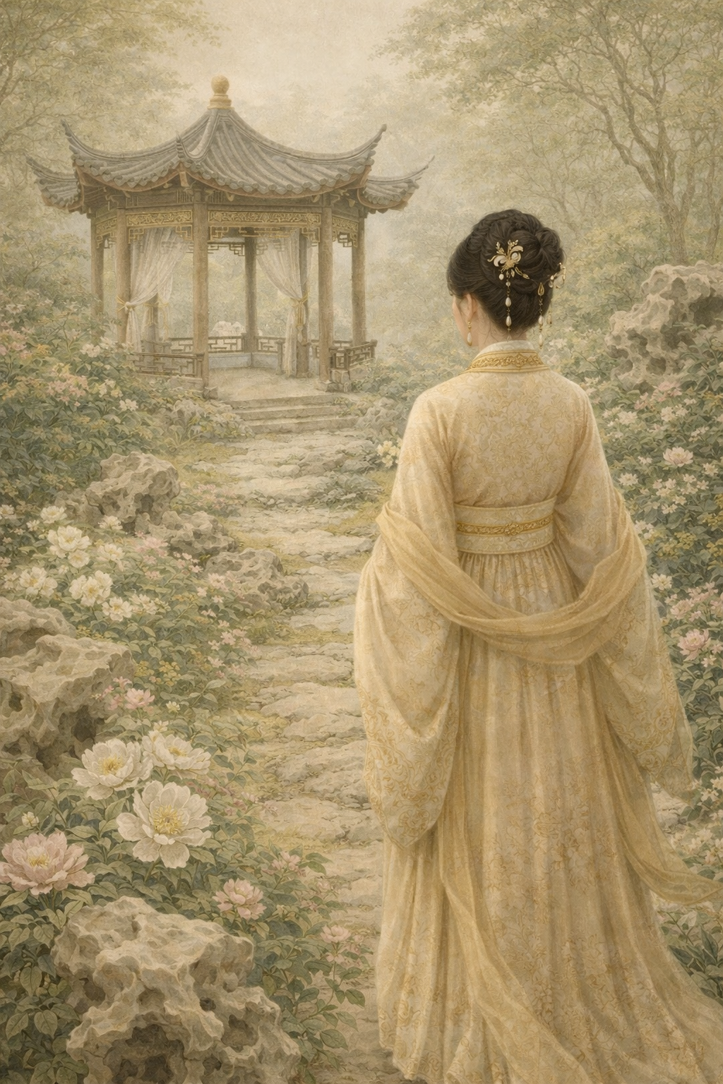 宝钗背影